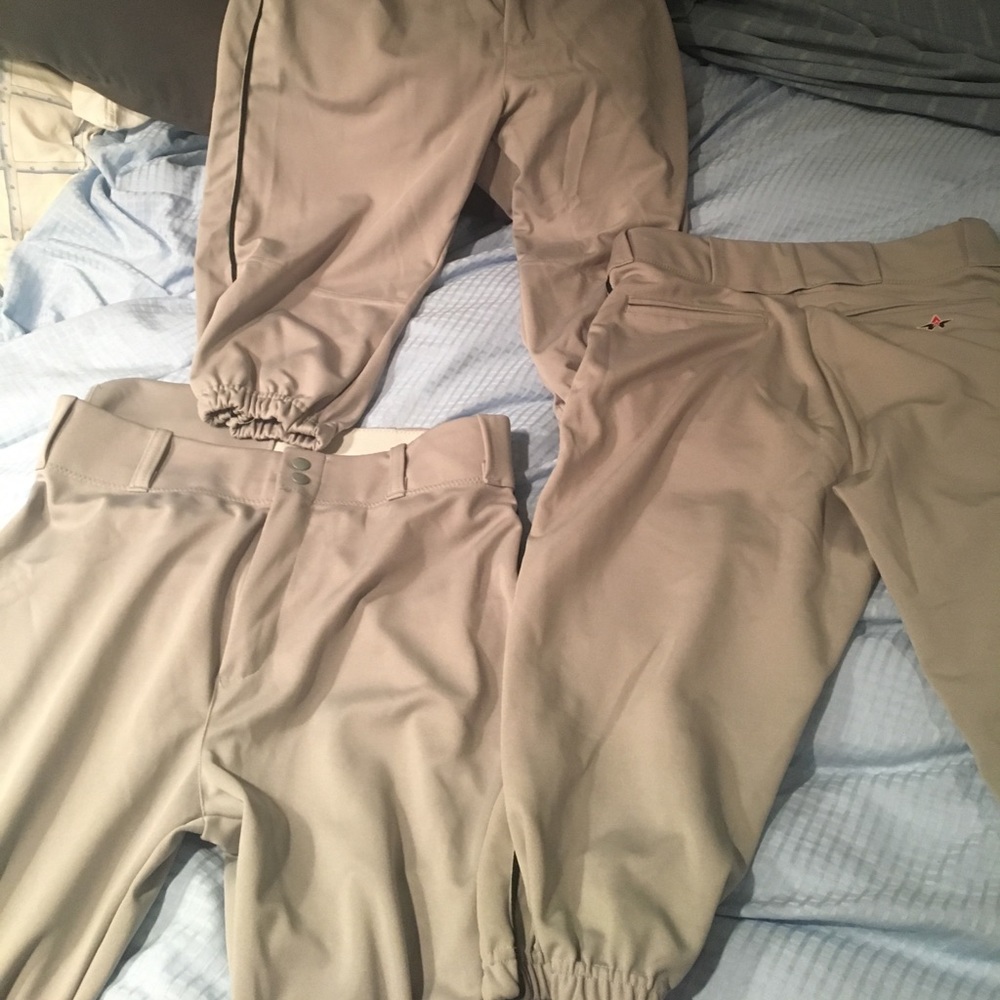 3 grey 3 white baseball pants, knee height