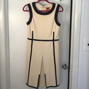 Tory burch navy blue and cream shift dress size S