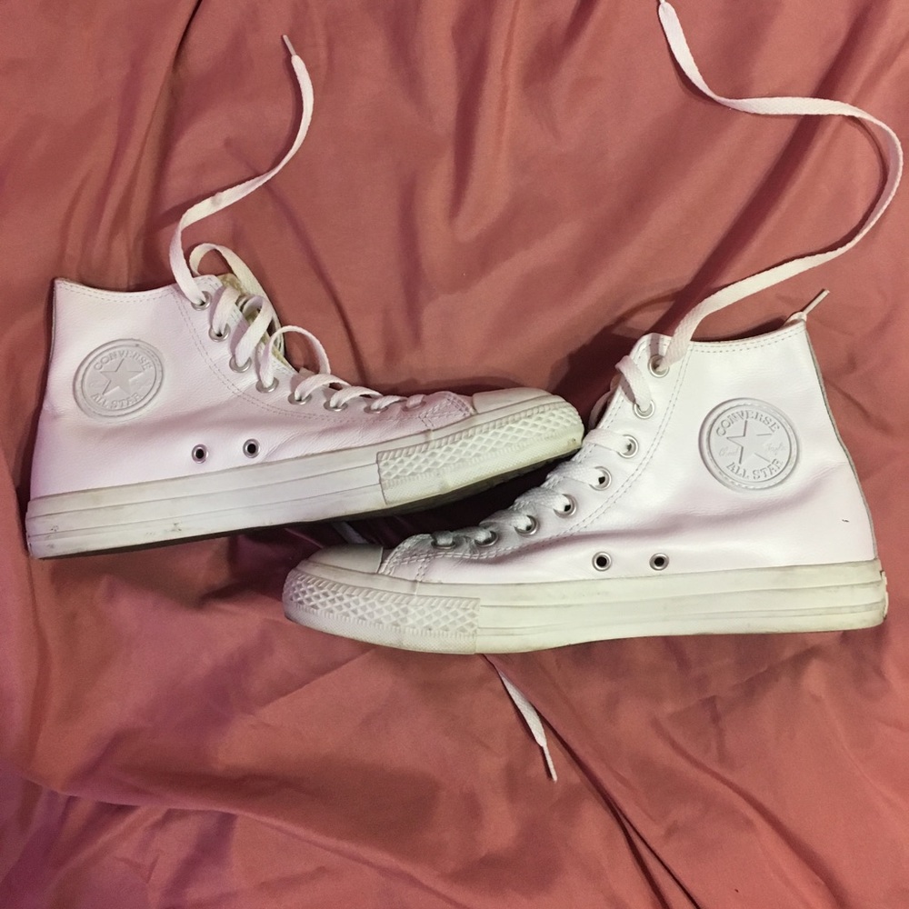 Leather Converse high tops