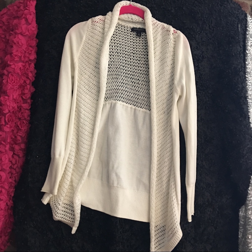white draped cardigan