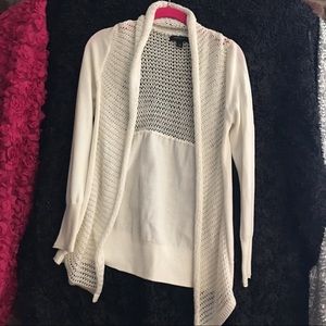 white draped cardigan