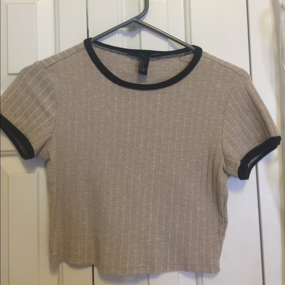 Beige and black crop top