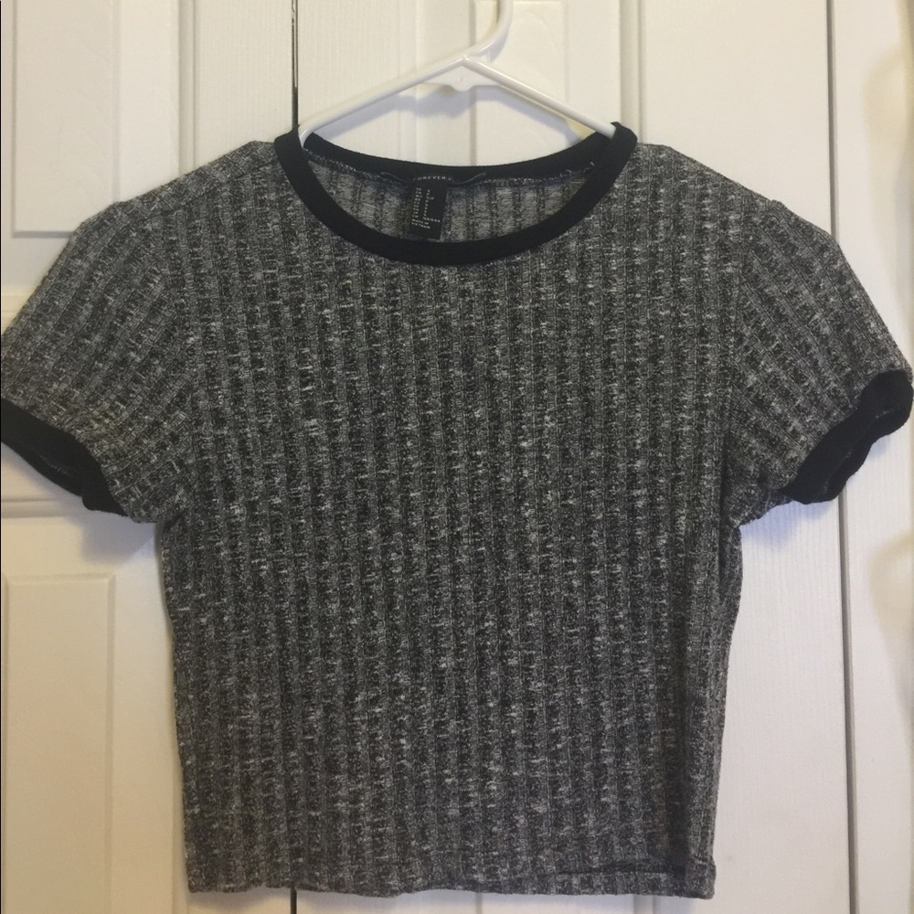 Grey and black crop top