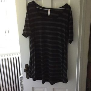 Grey & Black Striped LuLaRoe Perfect T
