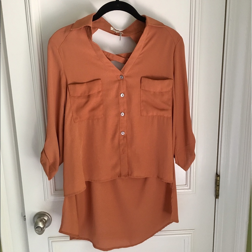 High-low Orange Blouse