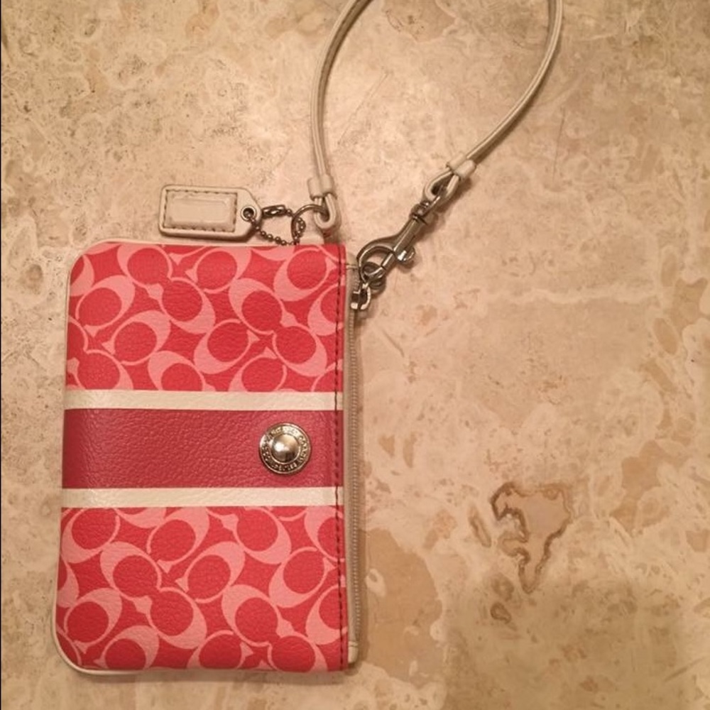 Coach coral wristlet