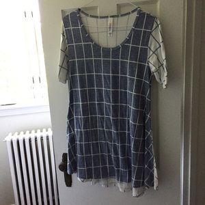 Blue & White Gridded LuLaRoe Perfect T