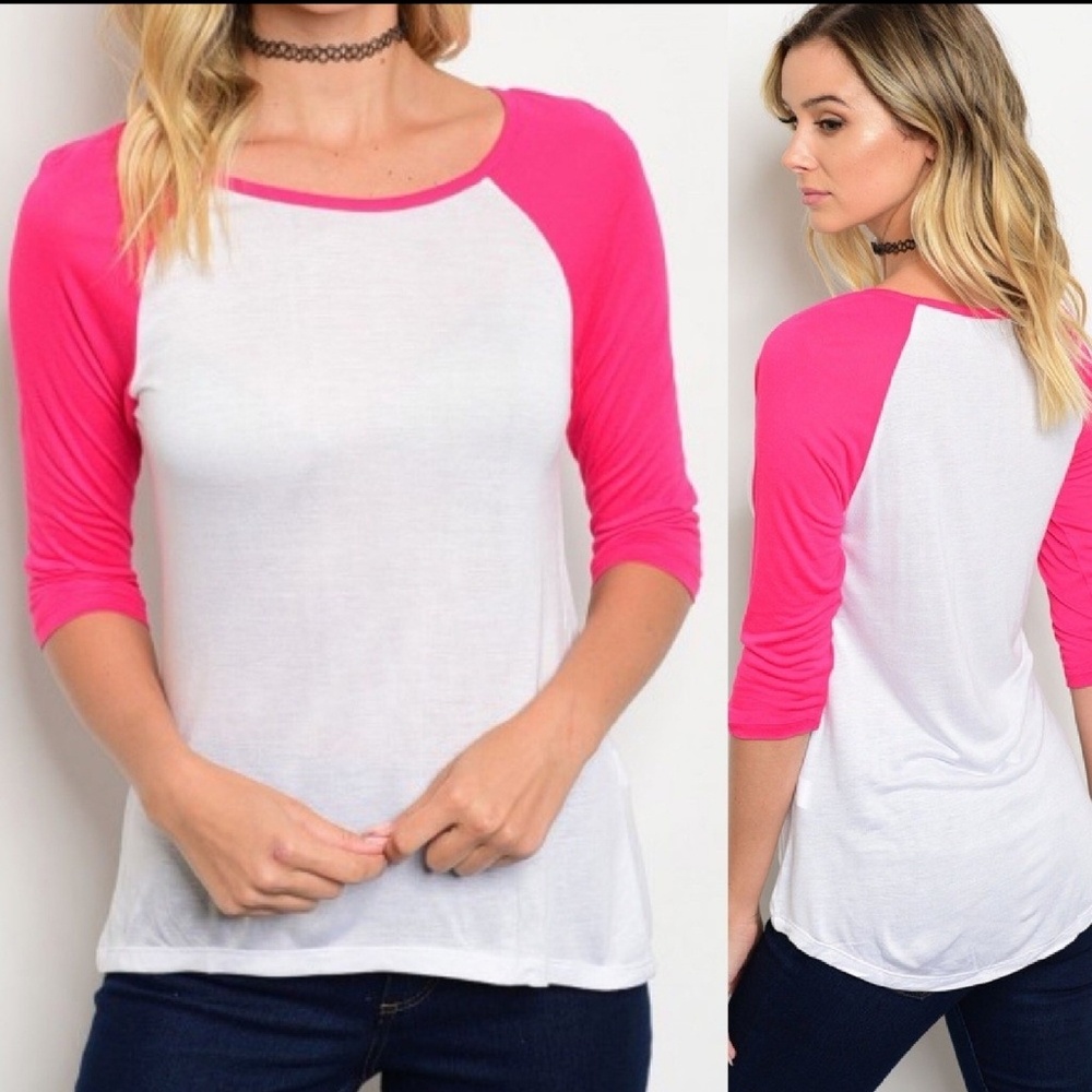 LAST ONE! WILA Pink and White Baseball Tee