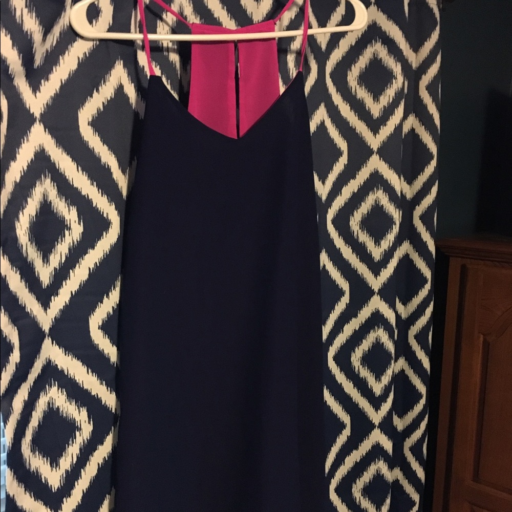 Navy and pink sleeveless reversible dress
