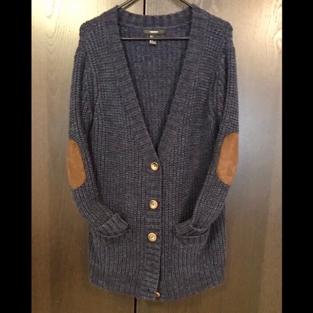 ON HOLD Blue oversized cable knit cardigan