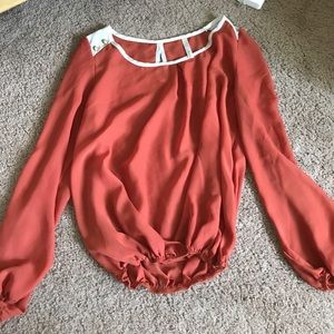 Burnt orange sheer top