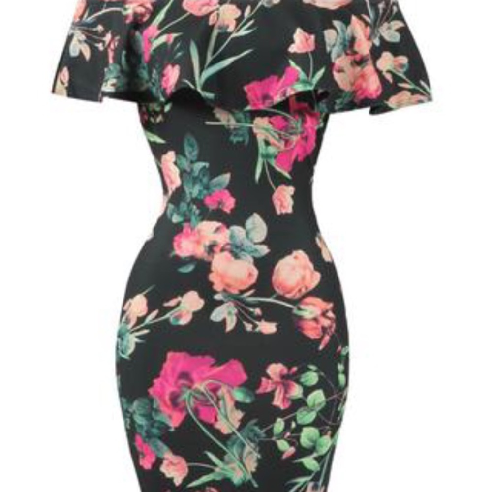 SUGARPOPPED Off Shoulder Floral Dress - size XL
