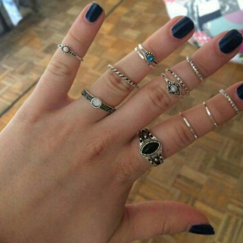 Boho Chic 12pc Midi Ring Set~NEW - Picture 4 of 6