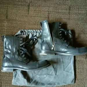 John Varvatos Black Leather Biker Boots