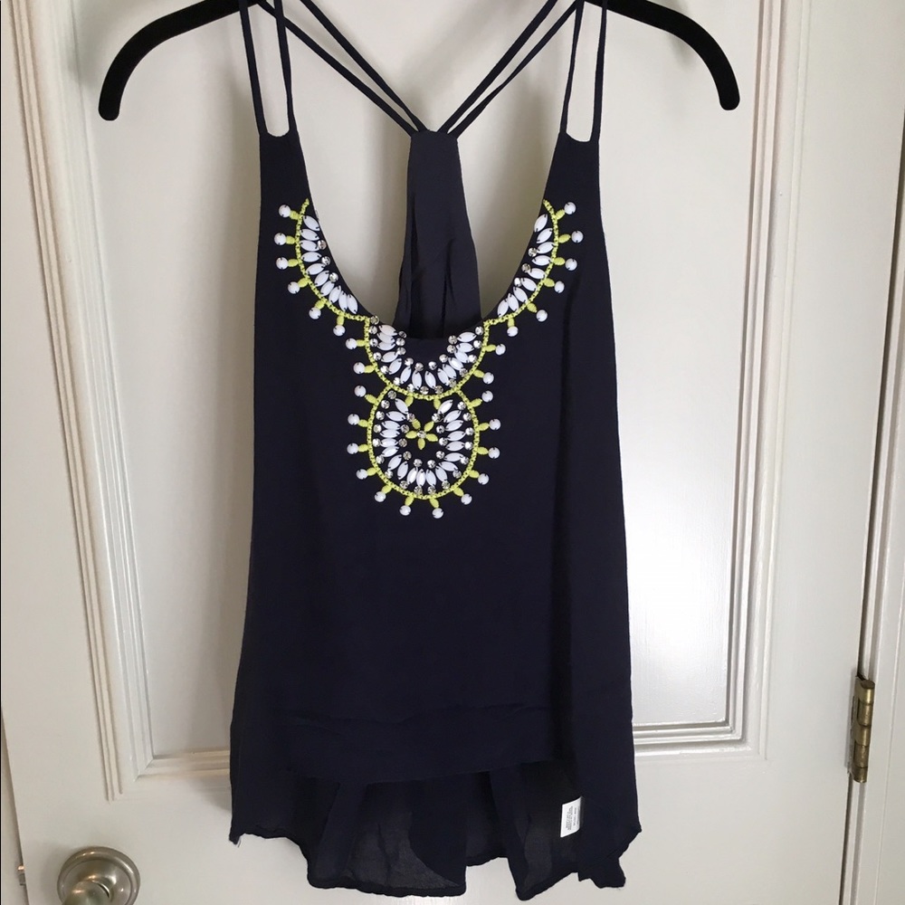 Navy Beaded Tank Top