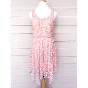 Lily Rose Blush Colored Lace Sleeveless Dress