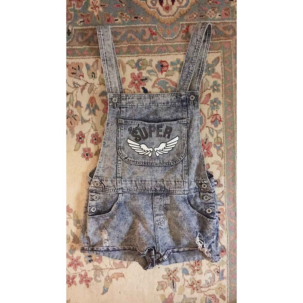 Super Fly Denim Overall Shorts