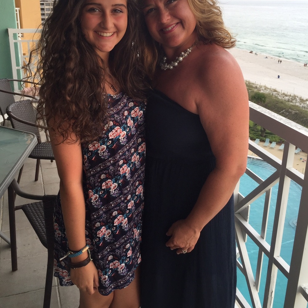 Navy blue floral romper