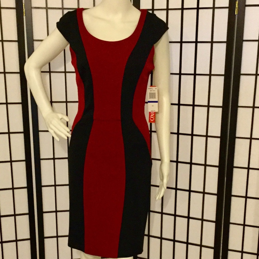 NWT Xoxo burgundy and black colorblock dress