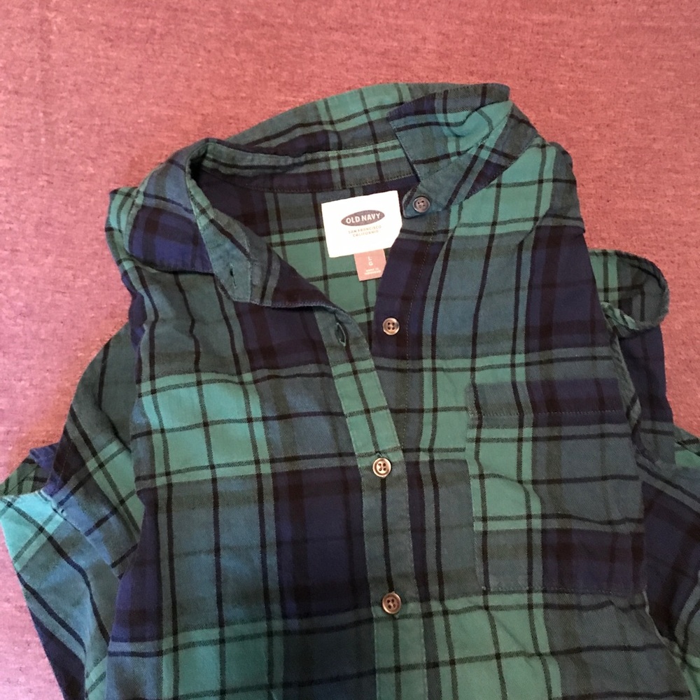 Old Navy Green & Blue Flannel
