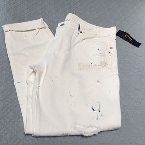 Polo Ralph Lauren white distressed/splatter jeans