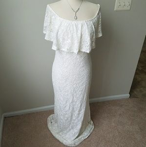Long off the shoulder white dress