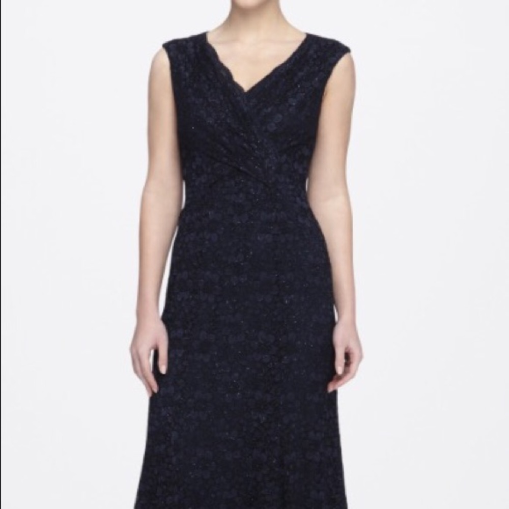 Tahari navy formal lace dress