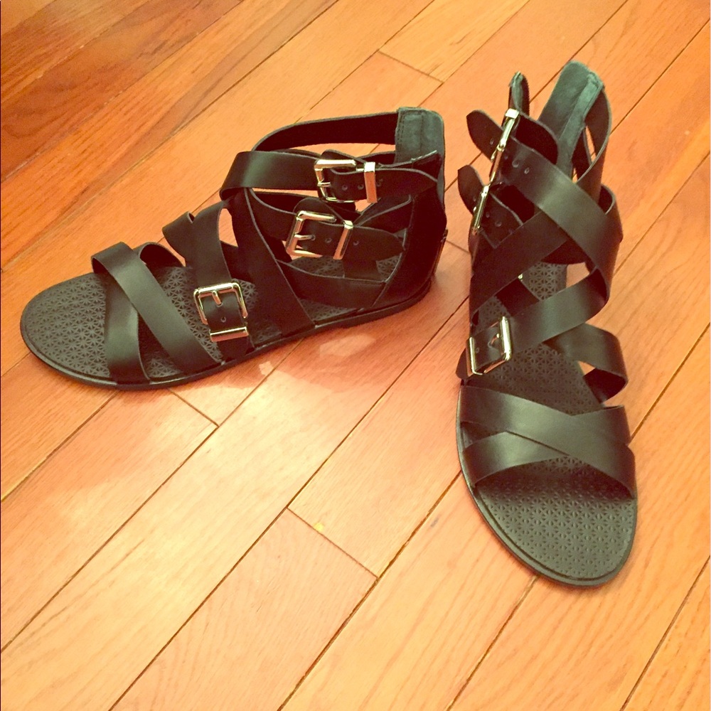 BCBGeneration Black Gladiator with Silver Buckles