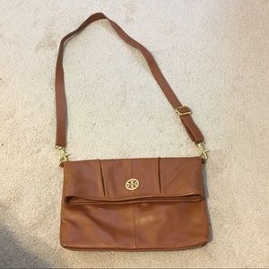 Tan Tory Burch foldover messenger bag!