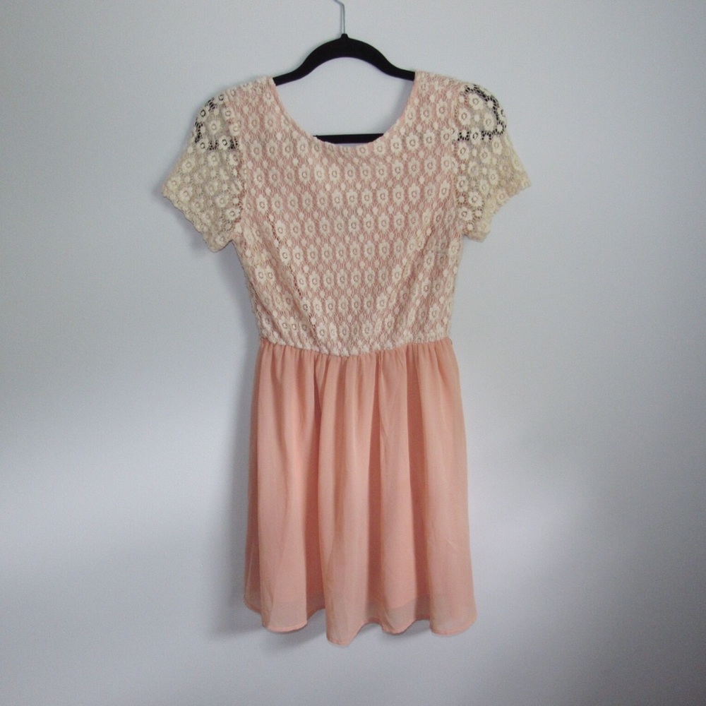 peach pink floral dress