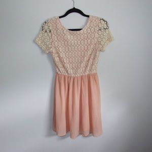 peach pink floral dress