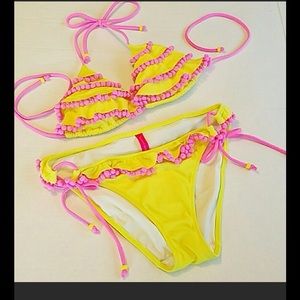 Victoria's Secret bikini yellow and pink Pom Pom