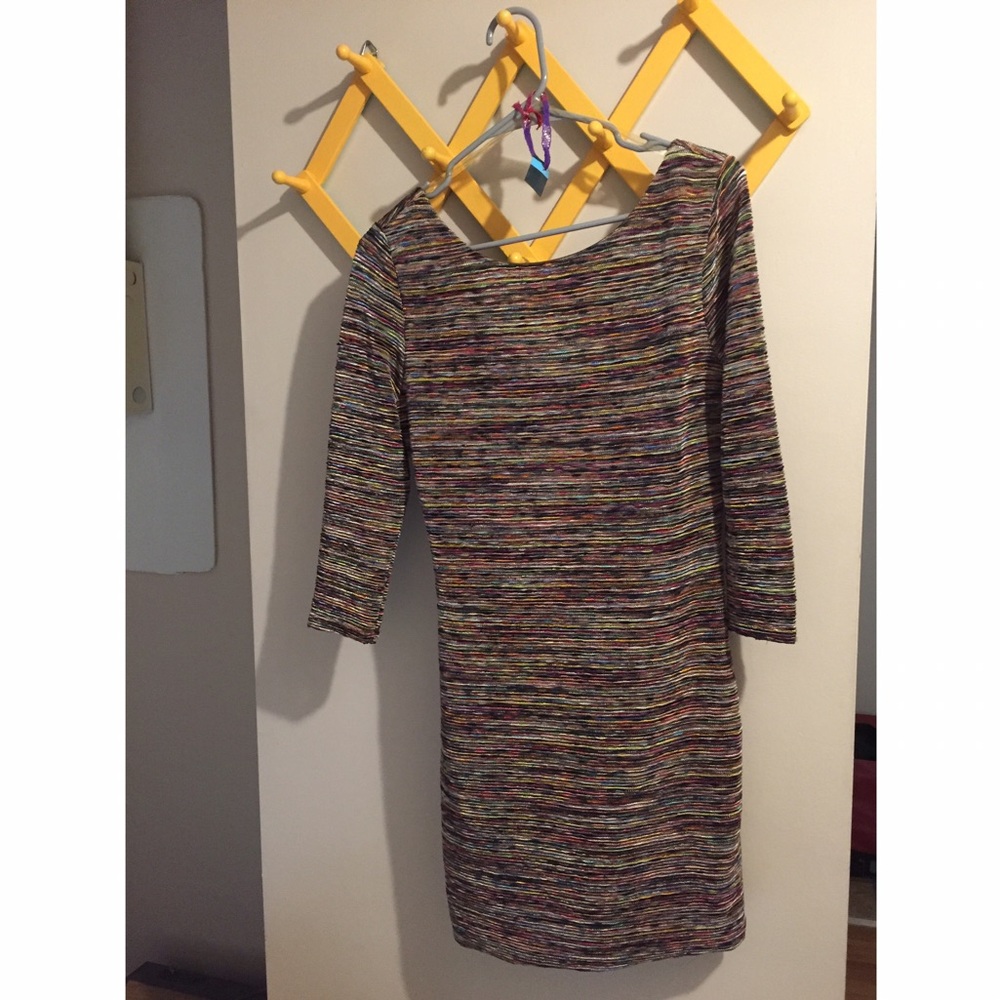 Multicolored ribbed bodycon dress