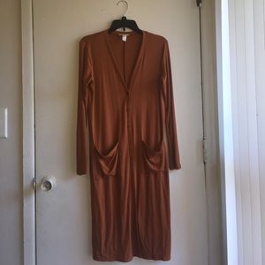 Long, rubbed, button-down cardigan