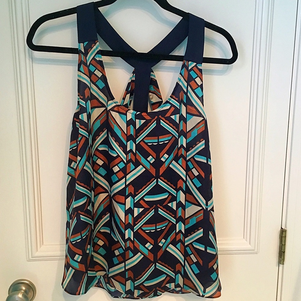Multicolored Pattern Satin Tank Top