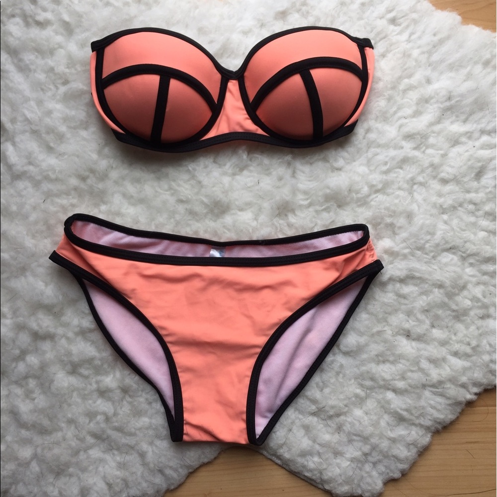 Coral Strapless Bikini