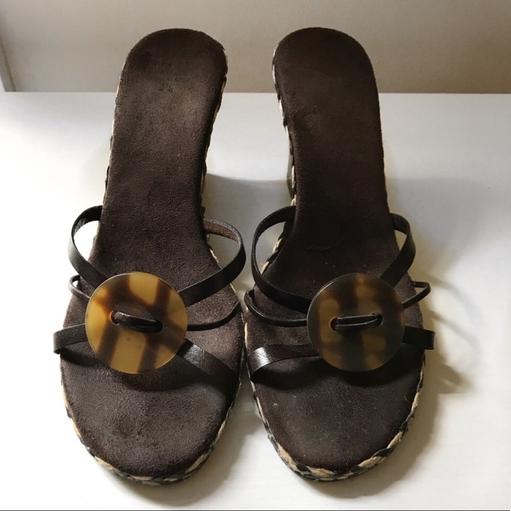 Italian Shoemakers Brown Leather Wedge Sandal