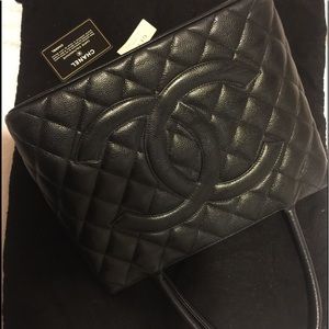 Quilted Caviar Leather Chanel Medallion Tote
