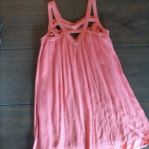 Coral cut out dress