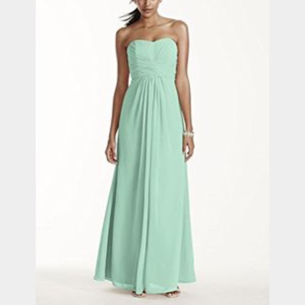 David's Bridal mint chiffon dress f15555