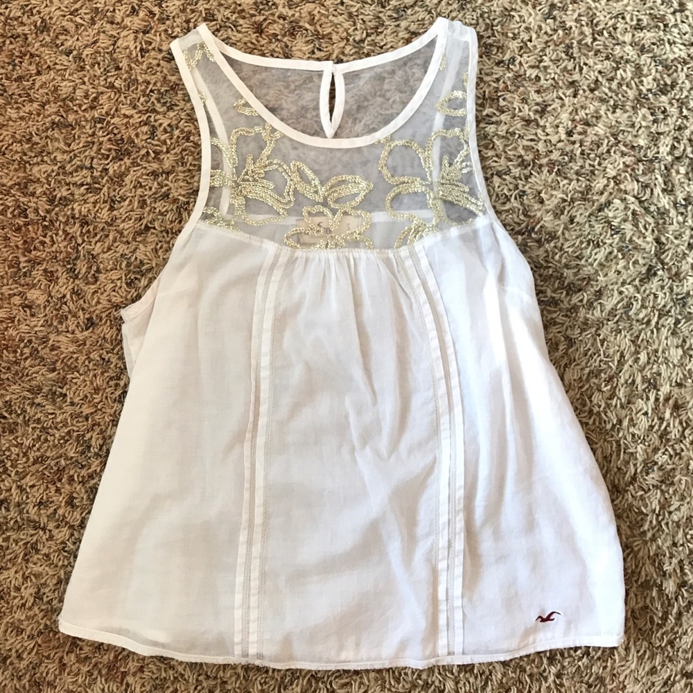 White beaded tank top