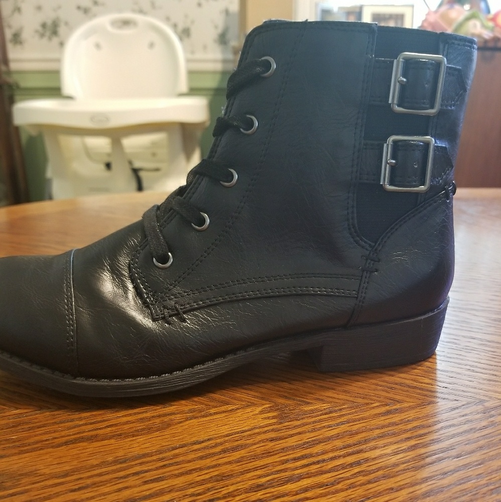Childrens black leather boots