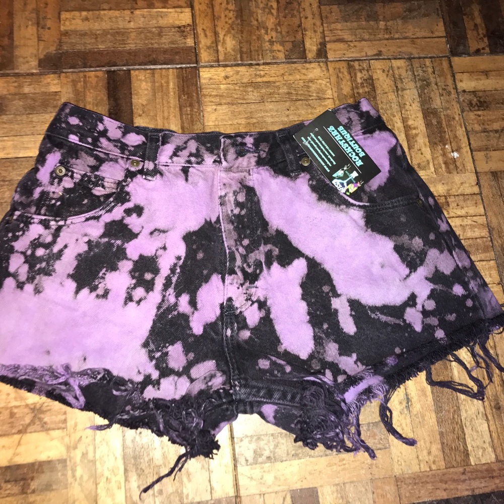 Black and purple tie-dye high waisted shorts
