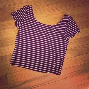 Maroon and white striped crop top!