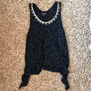 Express beaded tank top with slit back.