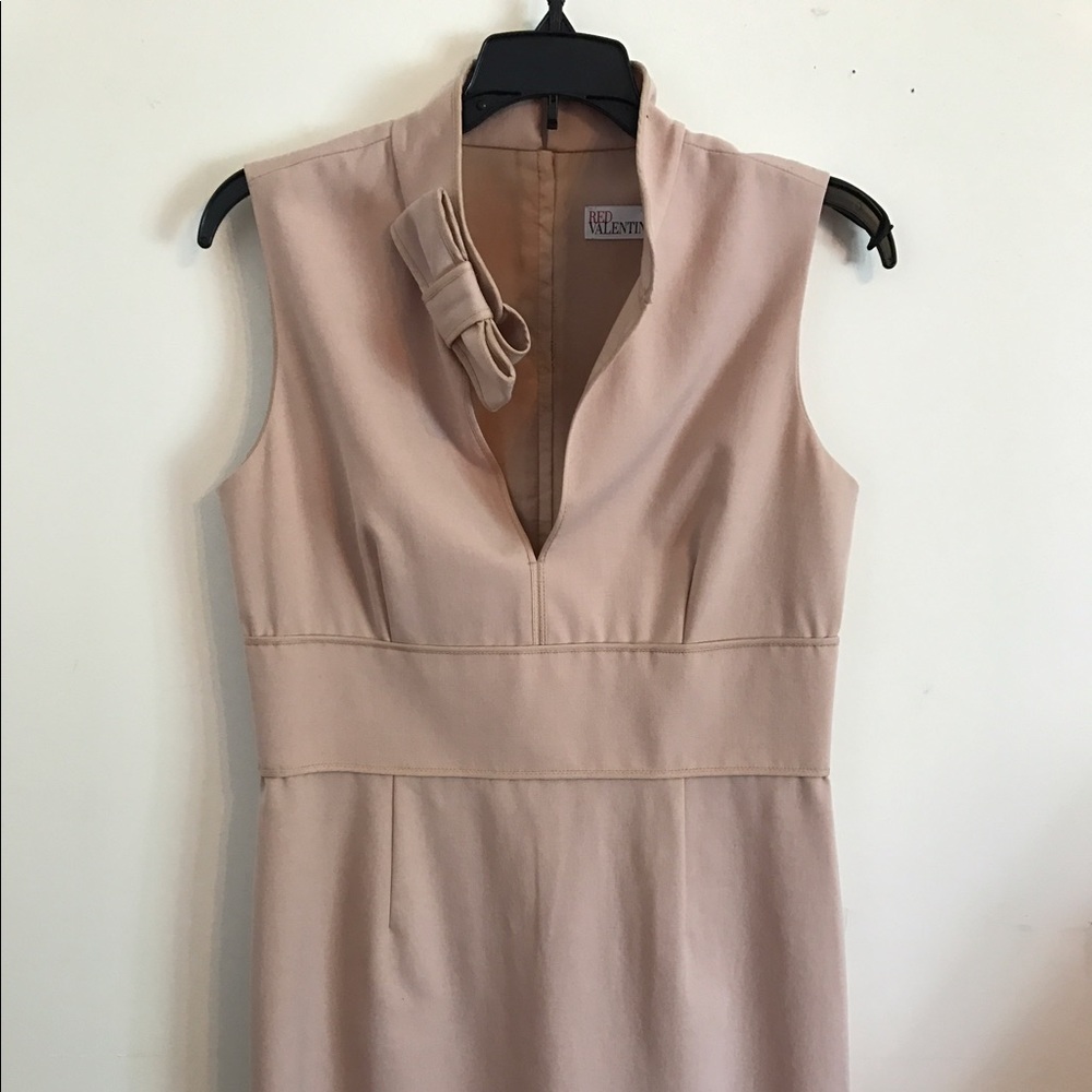 Red Valentino Blush Sleeveless Sheath with Bow Tie
