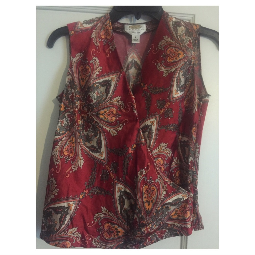 Talbots petites sleeveless wrap blouse