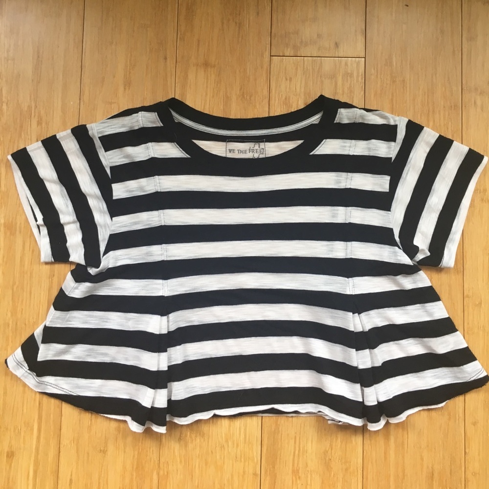 Free People Black and White Striped T XS