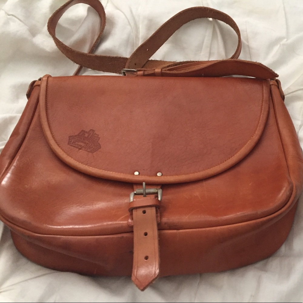 Leather saddle style handbag on sale