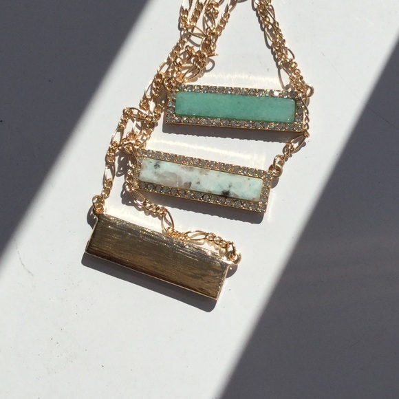 BLUE ONLYFaux stone bar necklaces with rhinestones - Picture 2 of 2